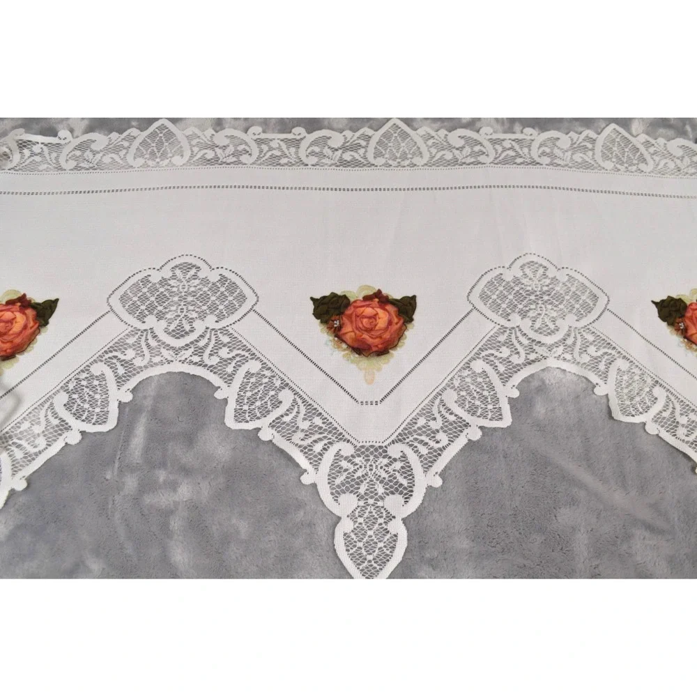 White Lace Table Runner With Pink Flowers Classic 88